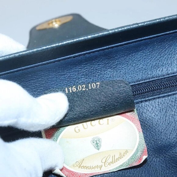 GUCCI Shoulder Bag PVC Leather Navy Gold 116 02 107 Auth ep9165 - Picture 11 of 16